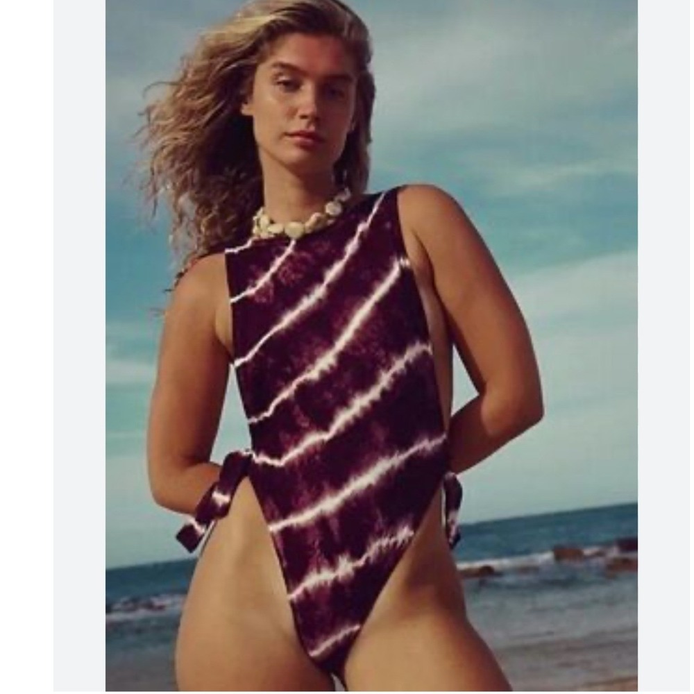 Free People The Pamela Swimsuit Tie Dye Smoked Dreams Boho Size L Adjustable NEW